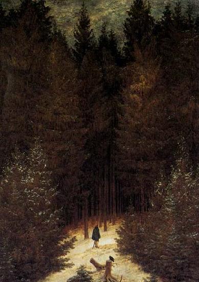Caspar David Friedrich The Chasseur in the Forest Norge oil painting art